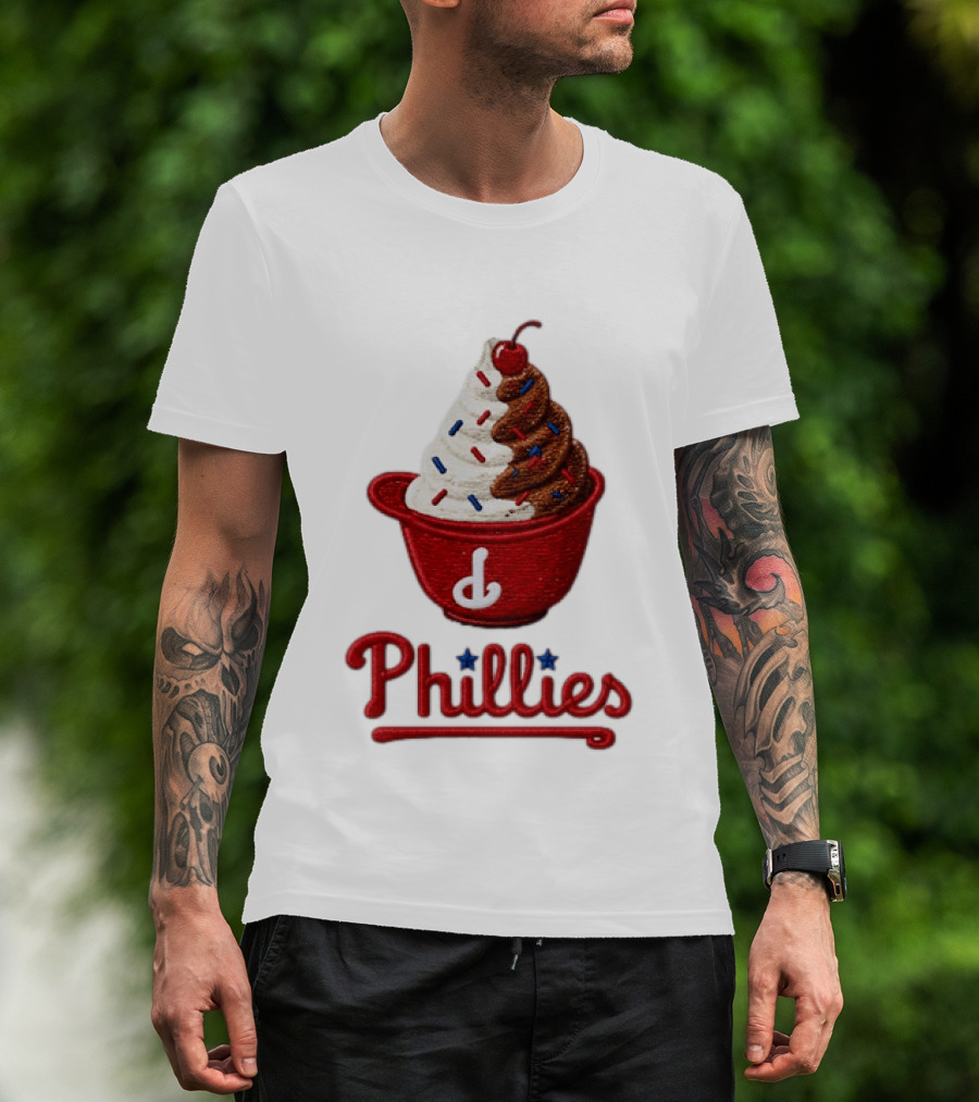 Philadelphia Phillies Ice Cream Sundae Embroidery Phillies T-Shirt