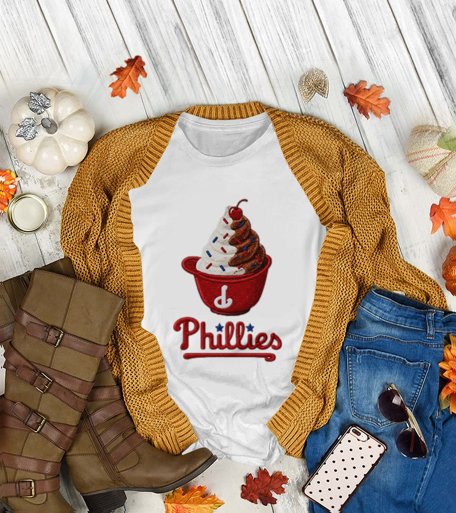 Philadelphia Phillies Ice Cream Sundae Embroidery Phillies T-Shirt