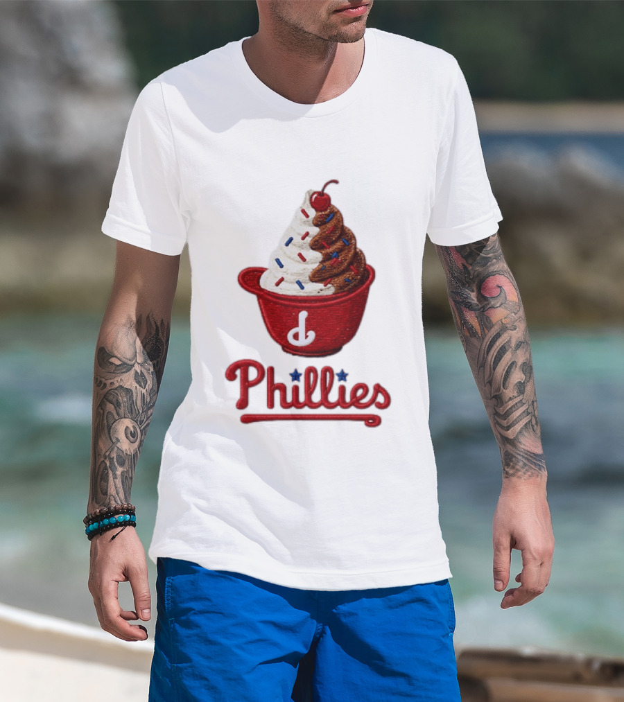Philadelphia Phillies Ice Cream Sundae Embroidery Phillies T-Shirt