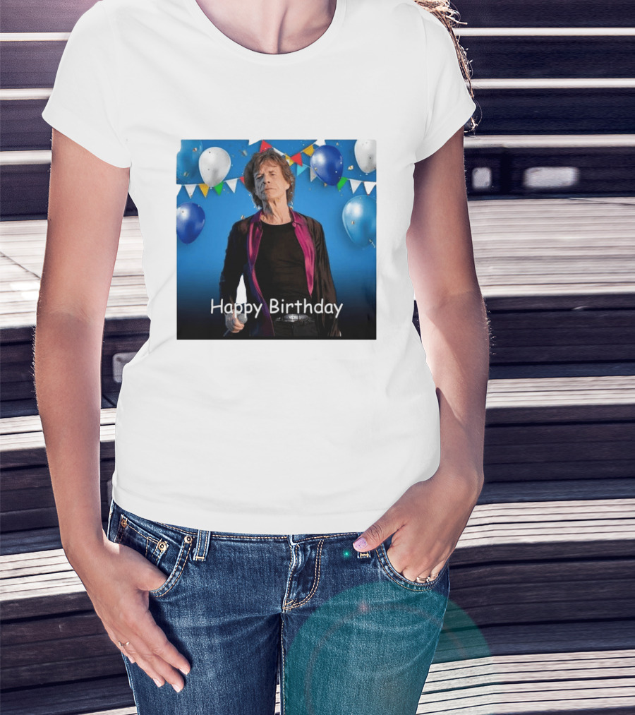 Happy Birthday Sir Mick Jagger Balloons And Banners Celebration T-Shirt