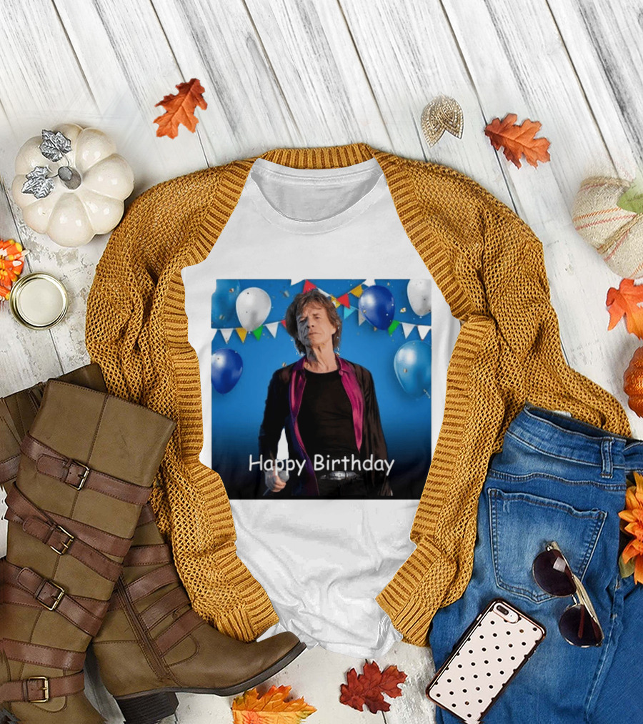 Happy Birthday Sir Mick Jagger Balloons And Banners Celebration T-Shirt
