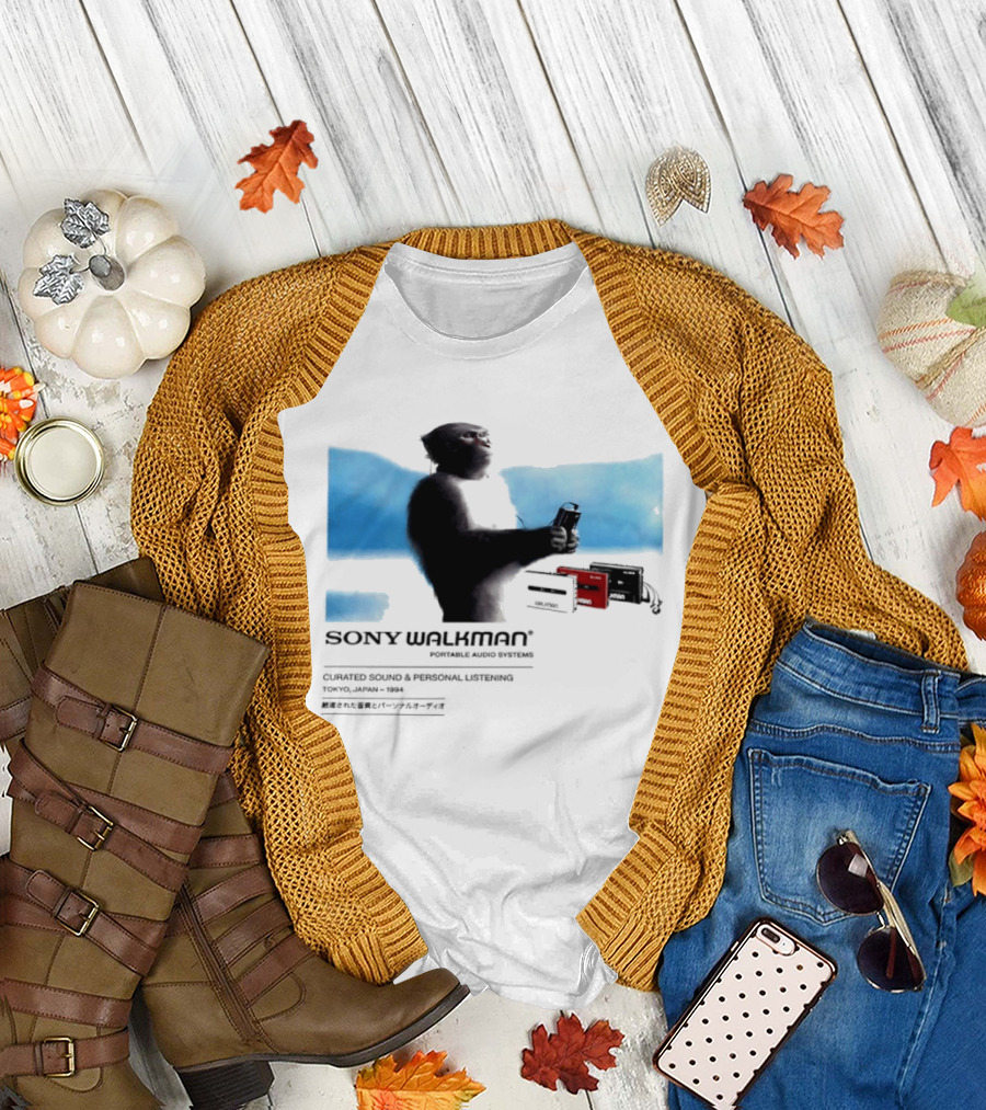 Sony Walkman Chimpanzee Tokyo Japan 1994 Curated Sound Personal Listening T-Shirt