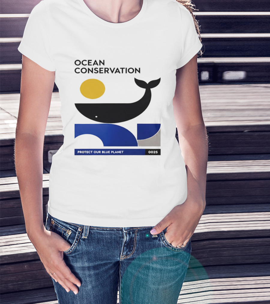 Ocean Conservation Whale Graphic Protect Our Blue Planet T-Shirt