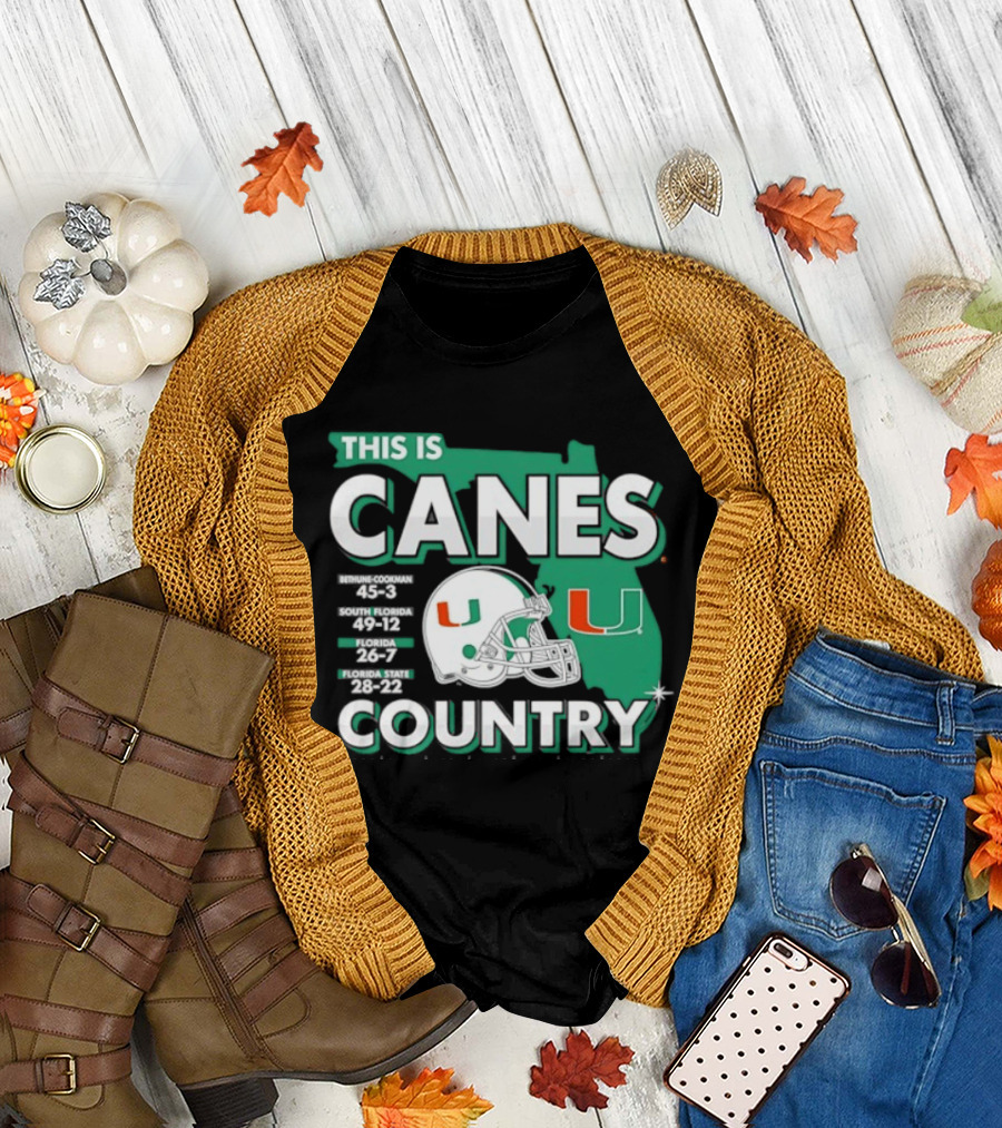 This Is Canes Country Miami Hurricanes Florida Map University Of Miami Football Helmet T-Shirt