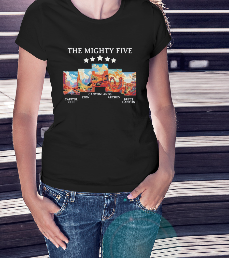 The Mighty Five Capitol Reef Zion Canyonlands Arches Bryce Canyon T-Shirt
