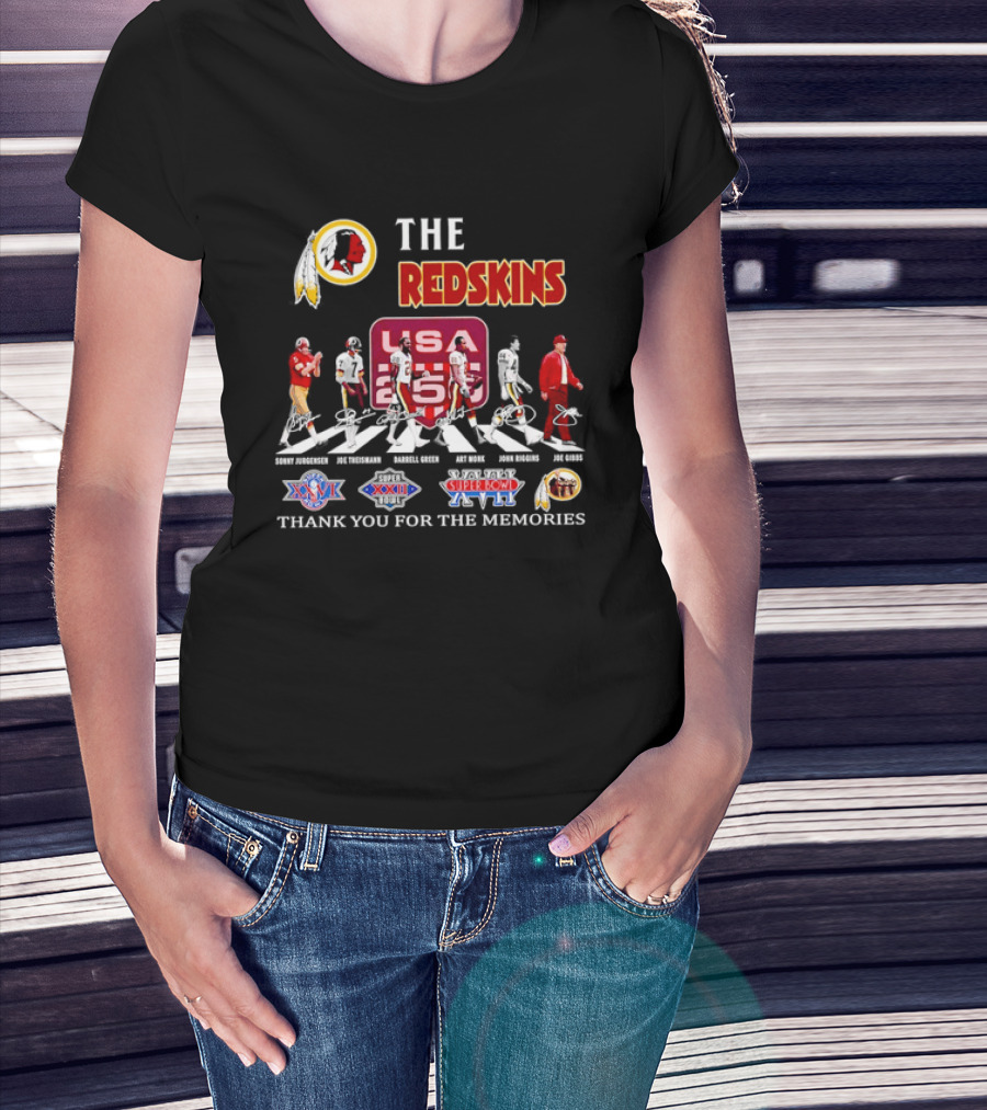 The Washington Redskins Legends Theismann Gibbs Jurgensen Green Monk Riggins Thank You For The Memories USA Redskins Super Bowl XVII XXII XXVI T-Shirt