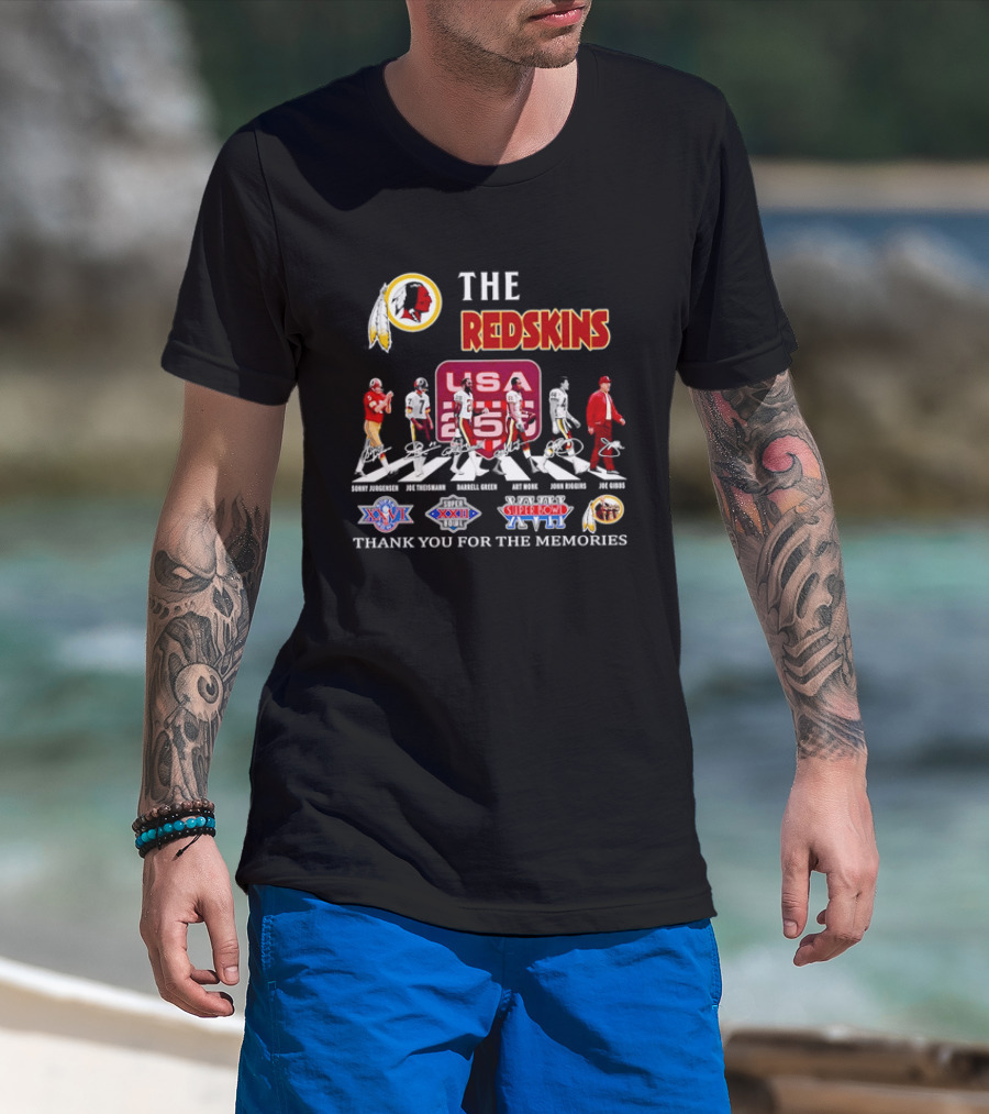 The Washington Redskins Legends Theismann Gibbs Jurgensen Green Monk Riggins Thank You For The Memories USA Redskins Super Bowl XVII XXII XXVI T-Shirt