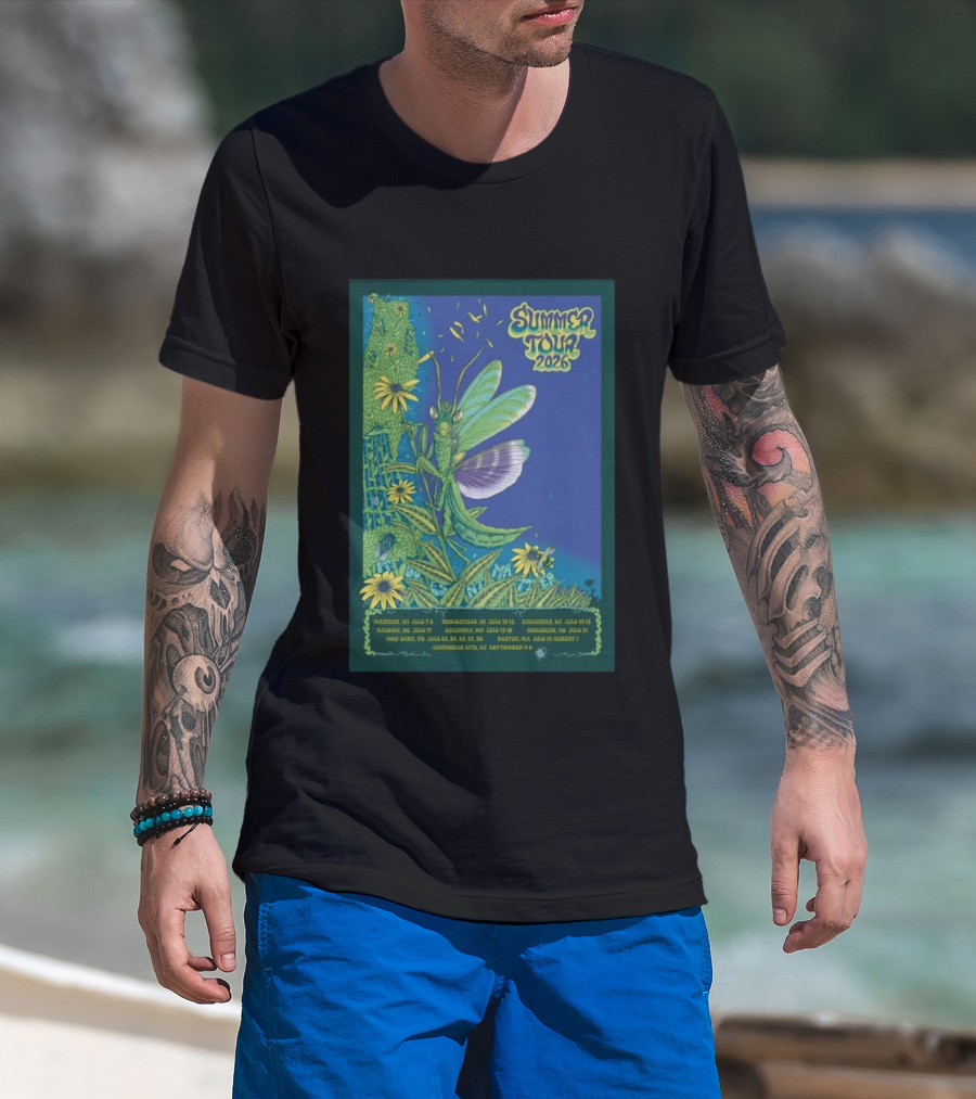 Phish Summer Tour 2026 Madison To Commerce City Dates Floral Grasshopper T-Shirt