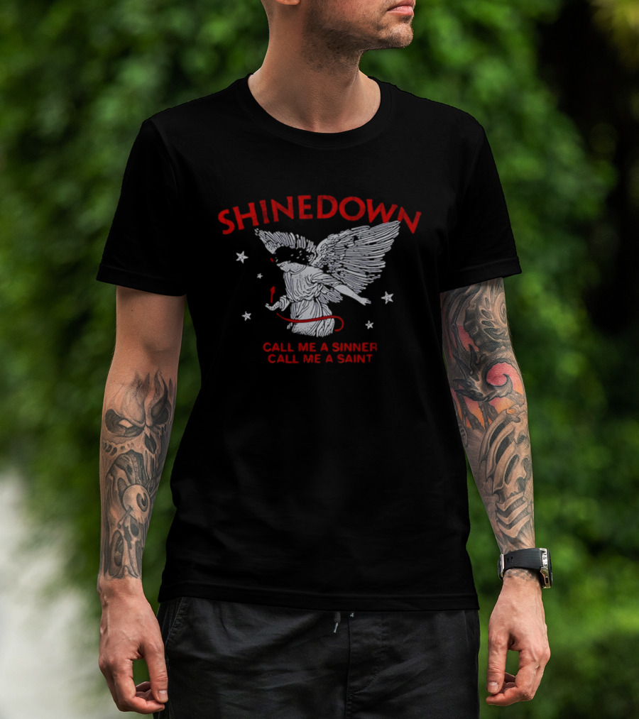 Shinedown Call Me A Sinner Call Me A Saint Angel Wings And Stars T-Shirt