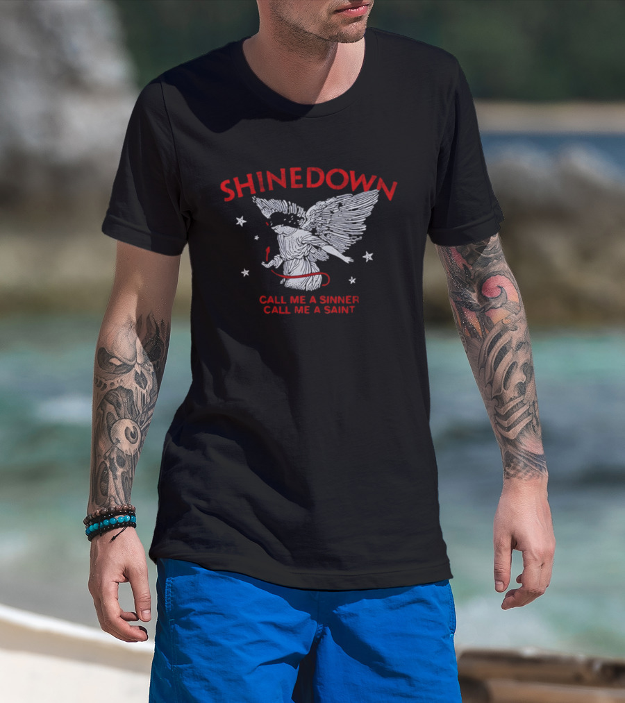 Shinedown Call Me A Sinner Call Me A Saint Angel Wings And Stars T-Shirt