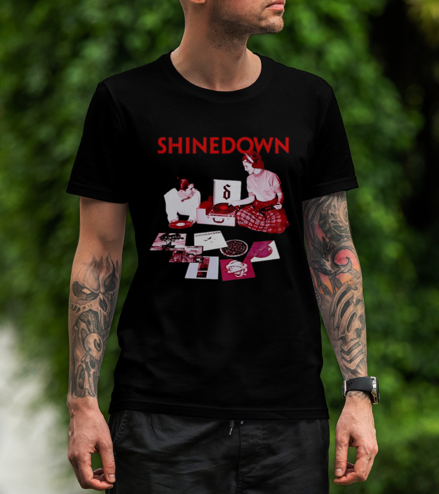 Shinedown Vinyl Record Collage Retro Music Band T-Shirt