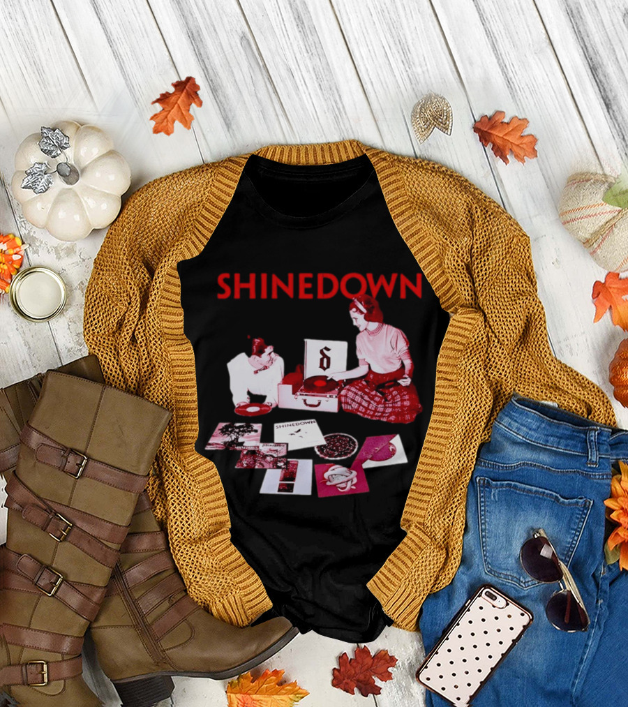 Shinedown Vinyl Record Collage Retro Music Band T-Shirt