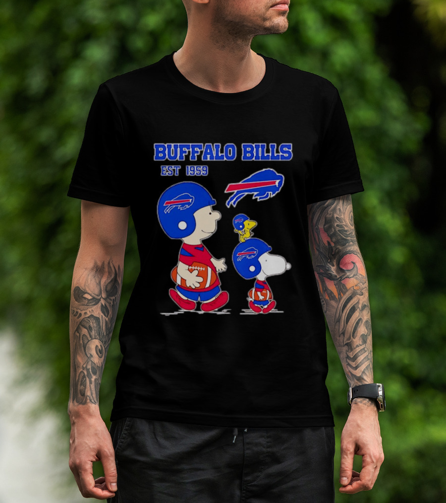 Buffalo Bills Est 1959 Charlie Brown Snoopy Peanuts Football Helmet T-Shirt