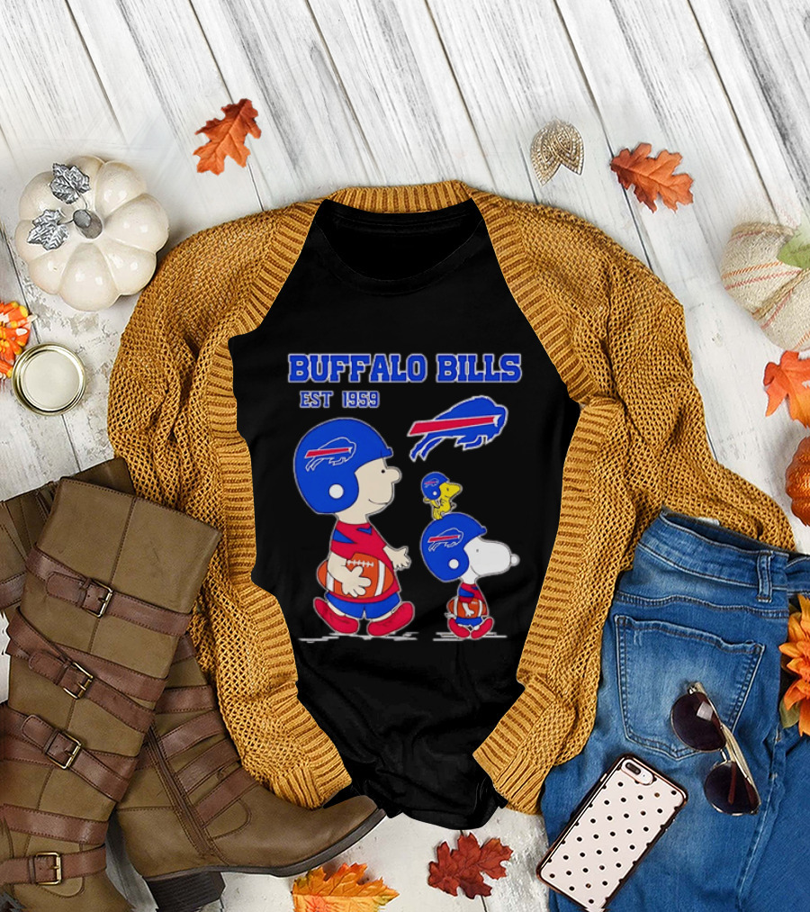 Buffalo Bills Est 1959 Charlie Brown Snoopy Peanuts Football Helmet T-Shirt