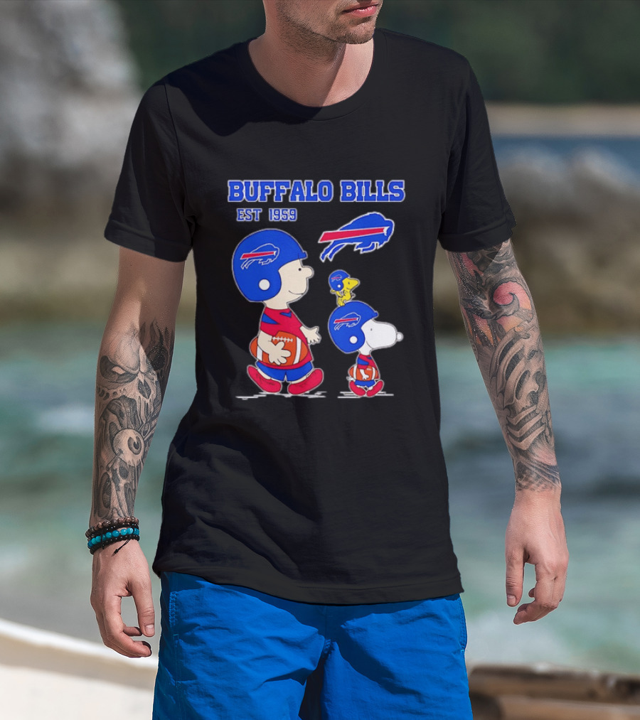 Buffalo Bills Est 1959 Charlie Brown Snoopy Peanuts Football Helmet T-Shirt