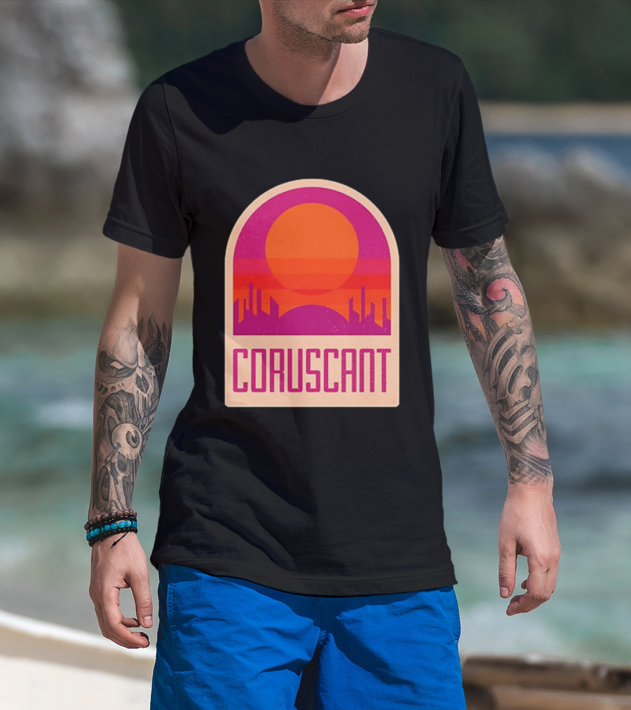 Coruscant Cityscape Star Wars Sci Fi Sunset Scene T-Shirt