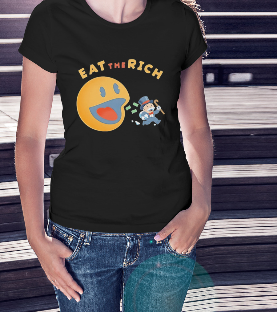 Eat The Rich Monopoly Man Pac Man Capitalism T-Shirt