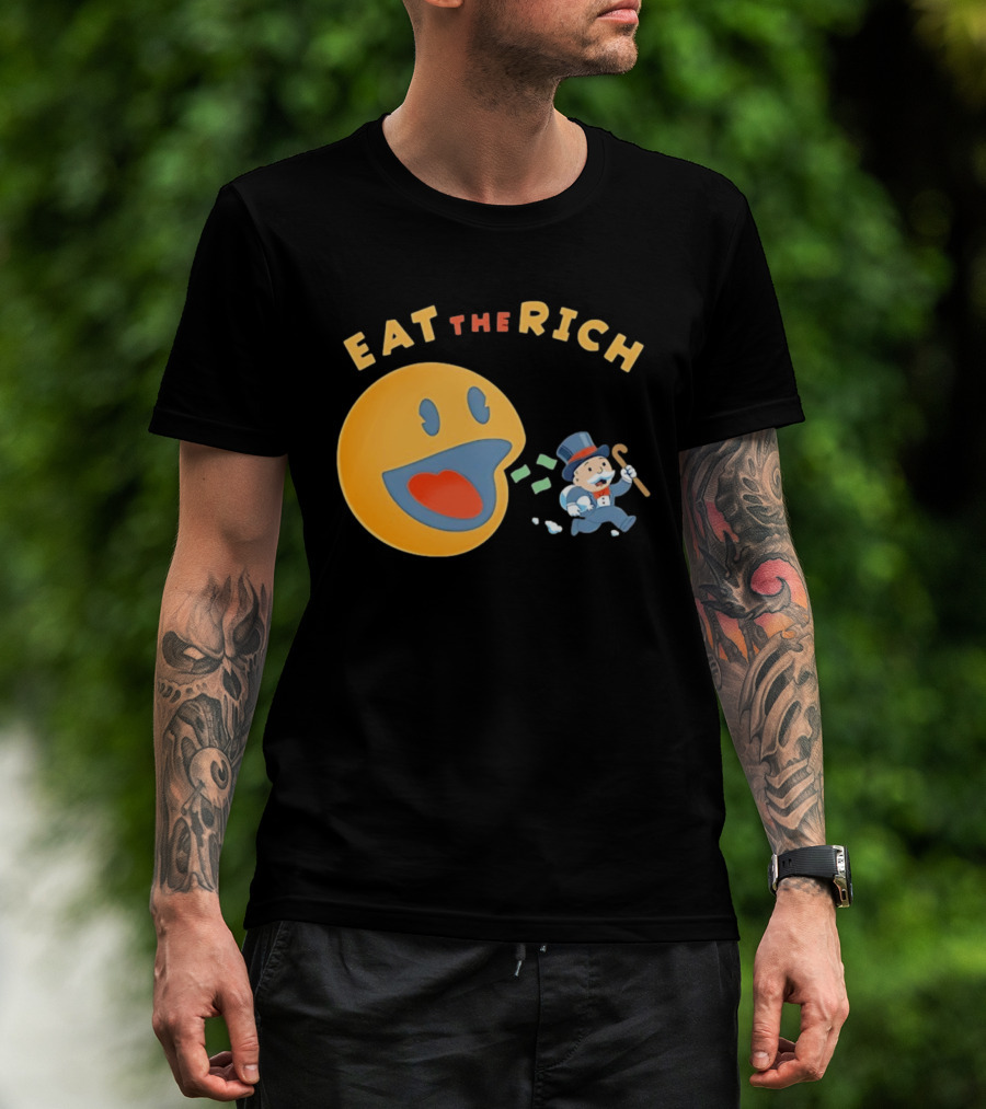 Eat The Rich Monopoly Man Pac Man Capitalism T-Shirt
