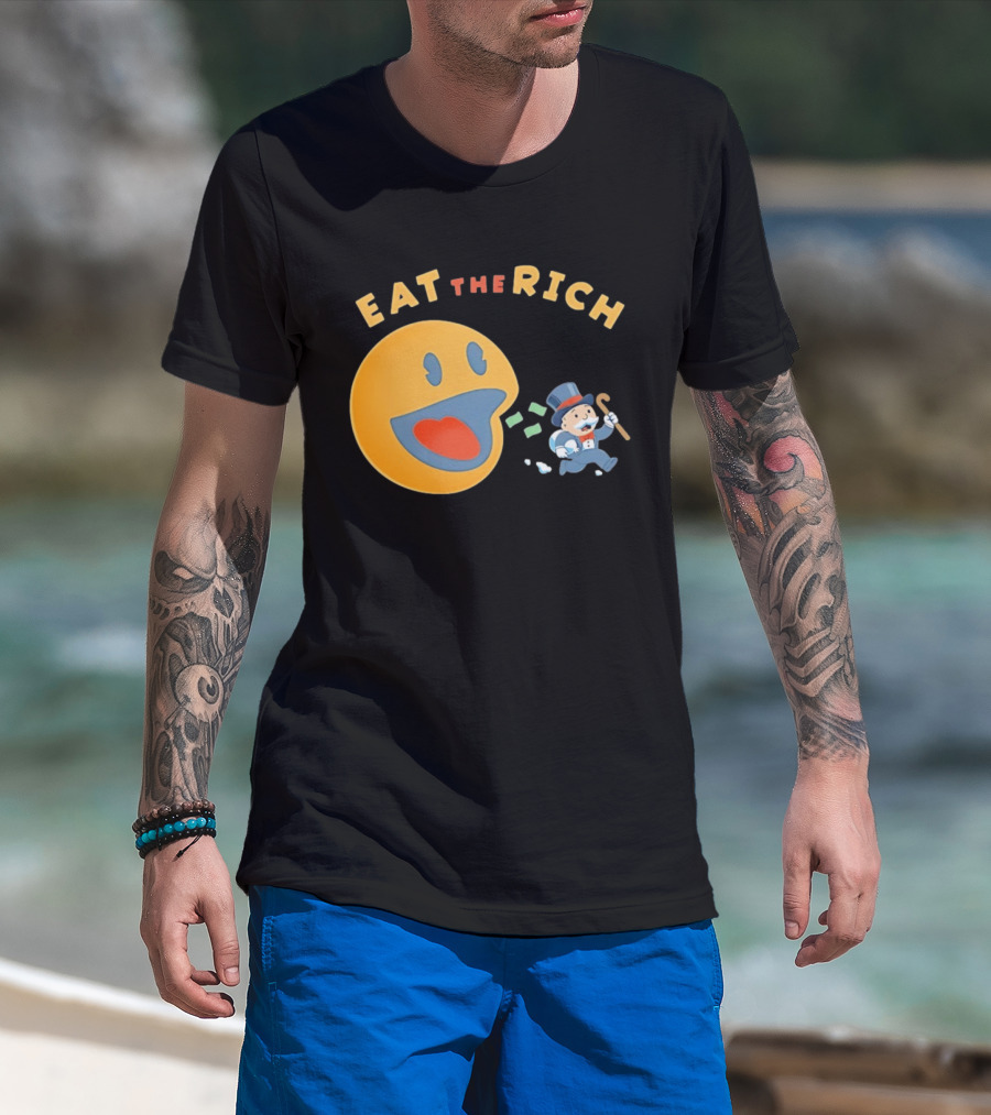 Eat The Rich Monopoly Man Pac Man Capitalism T-Shirt