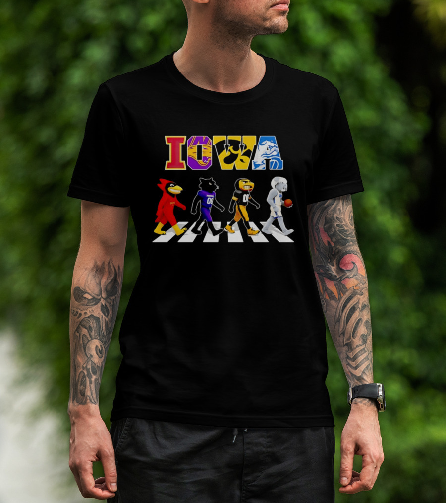 Iowa Mascots Abbey Road Walk Cardinals Panthers Bulldogs T-Shirt