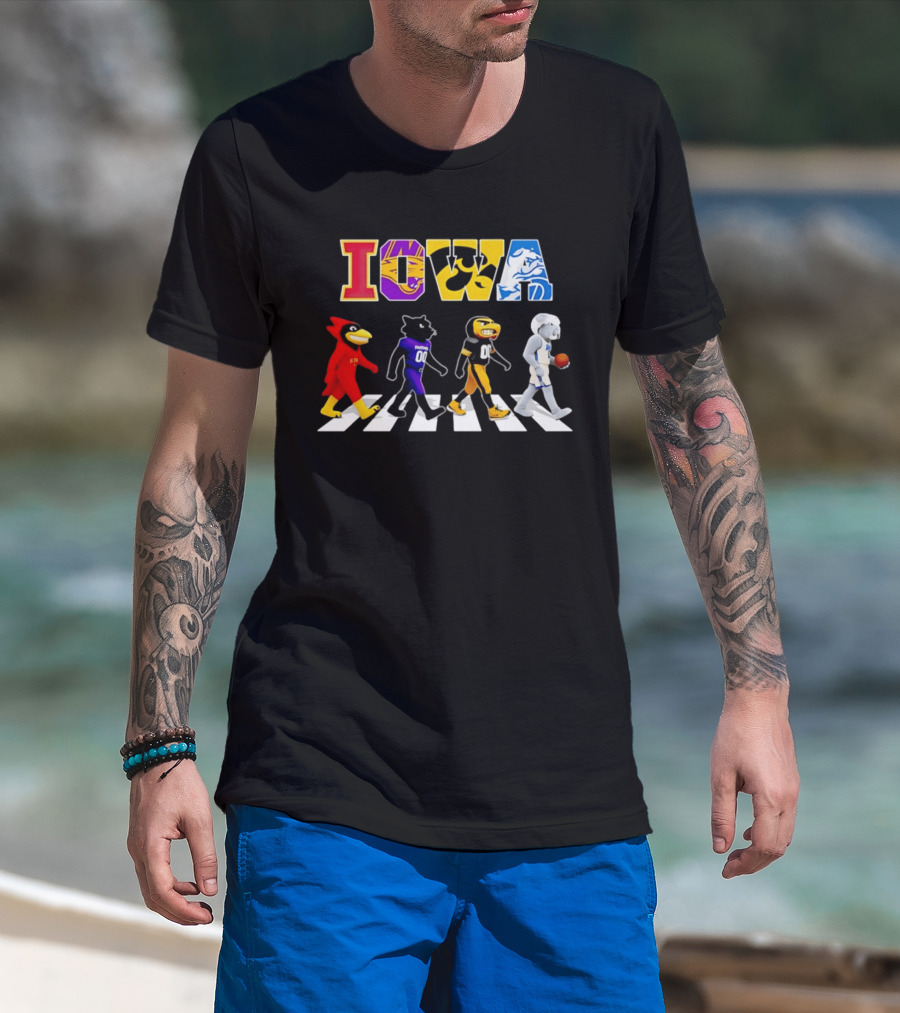 Iowa Mascots Abbey Road Walk Cardinals Panthers Bulldogs T-Shirt