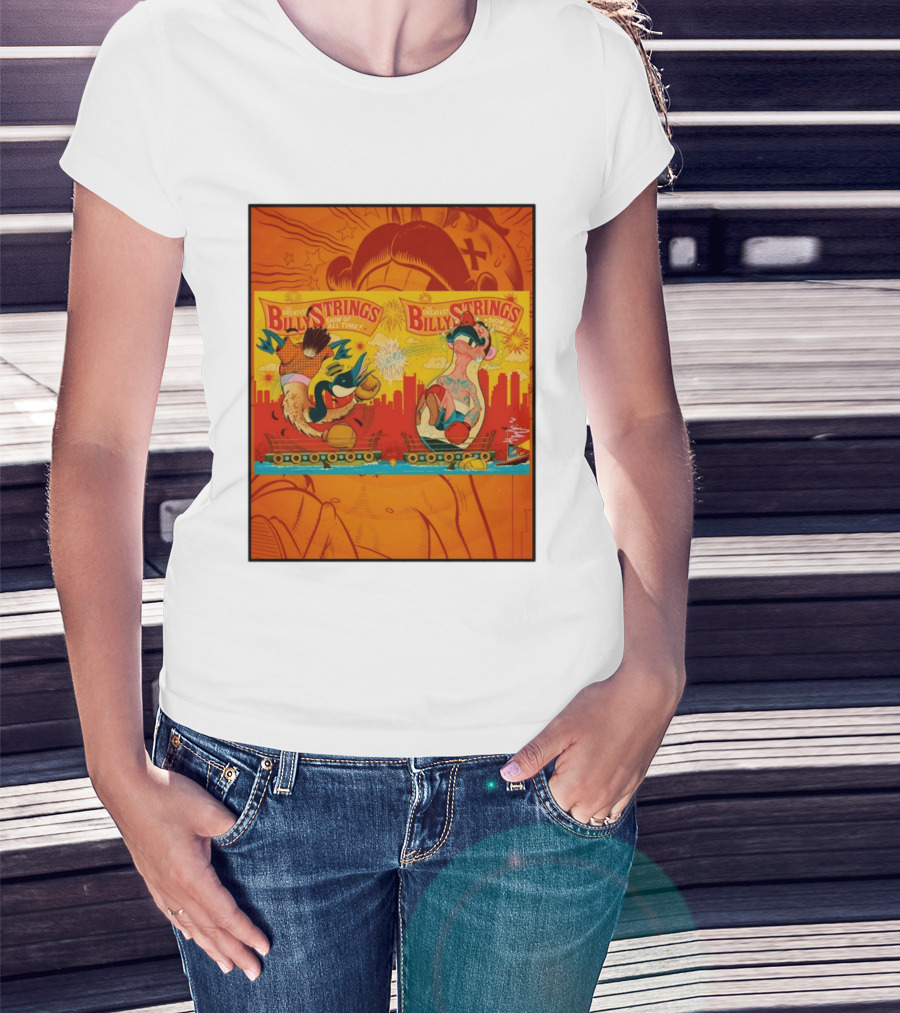 Billy Strings Greatest Show Of All Time Boxing Panels Playful Cartoon T-Shirt
