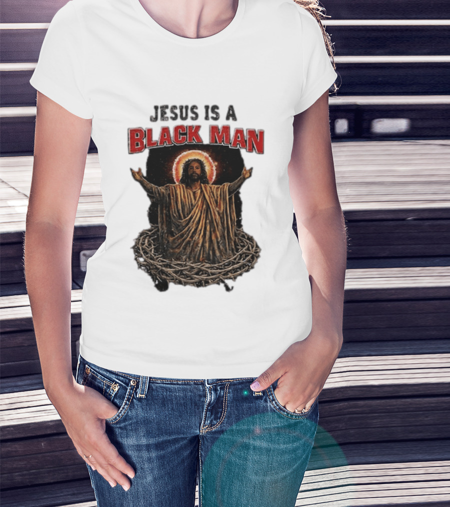 Jesus Is A Black Man With Thorns And Radiant Halo T-Shirt