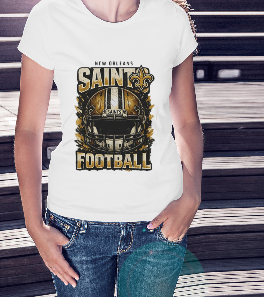 New Orleans Saints Football Helmet Distressed Fleur De Lis T-Shirt