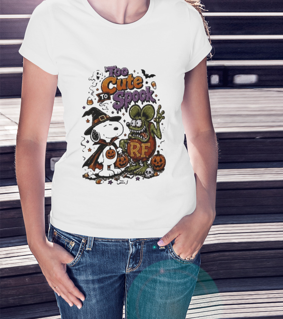 Too Cute To Spook Peanuts Snoopy X Rat Fink Halloween T-Shirt