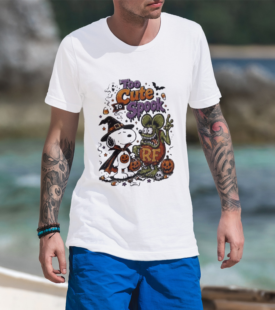 Too Cute To Spook Peanuts Snoopy X Rat Fink Halloween T-Shirt