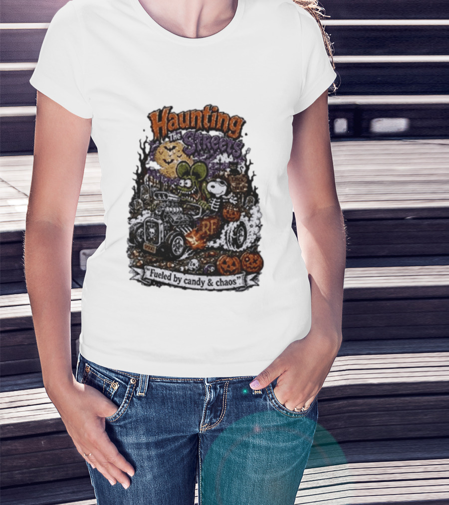 Peanuts Snoopy X Rat Fink Haunting The Streets Fueled By Candy & Chaos Halloween T-Shirt