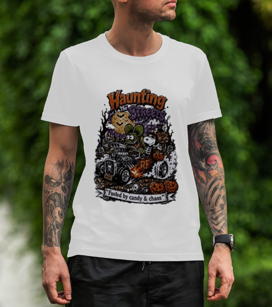 Peanuts Snoopy X Rat Fink Haunting The Streets Fueled By Candy & Chaos Halloween T-Shirt