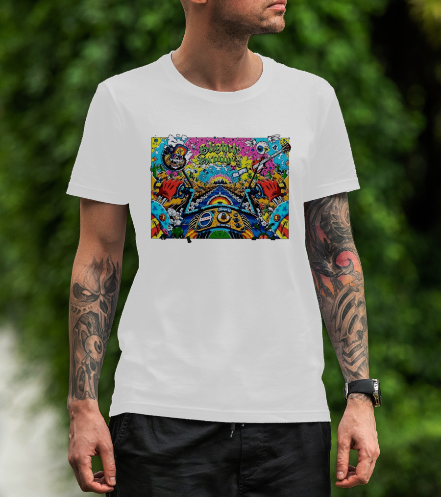 Slightly Stoopid Road Trippin Chicago IL Tour Art Alive Bird Skull Cactus Trippy Vibes T-Shirt