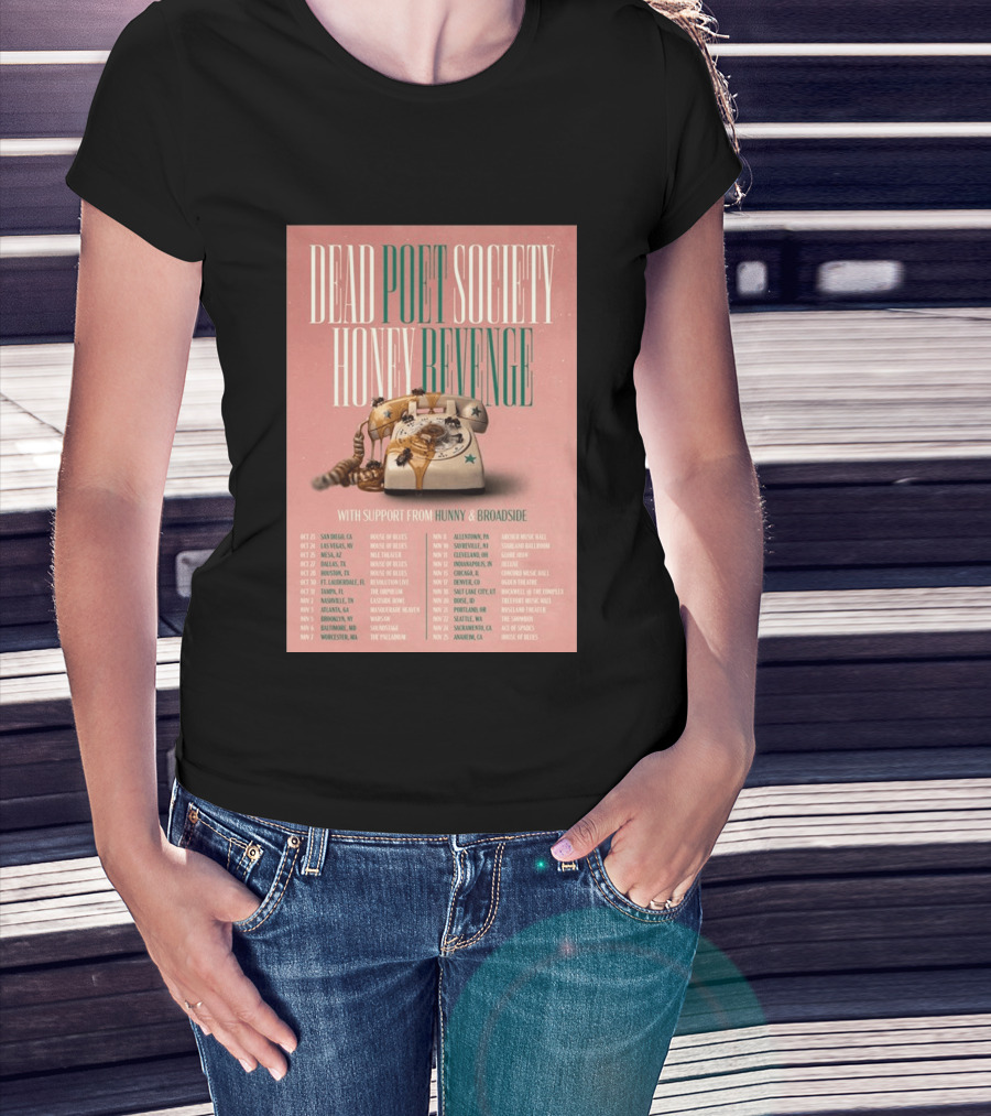 Dead Poet Society Honey Revenge 2026 USA Tour With Hunny And Broadside T-Shirt