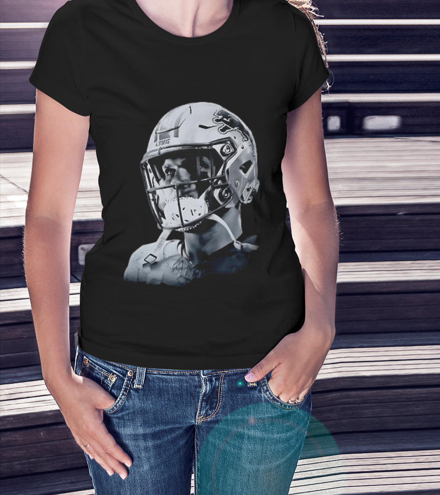 Detroit Lions Aidan Hutchinson Charcoal House Helmet Artistry T-Shirt