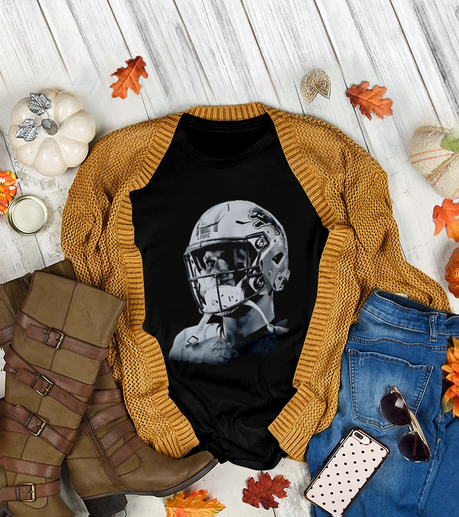 Detroit Lions Aidan Hutchinson Charcoal House Helmet Artistry T-Shirt