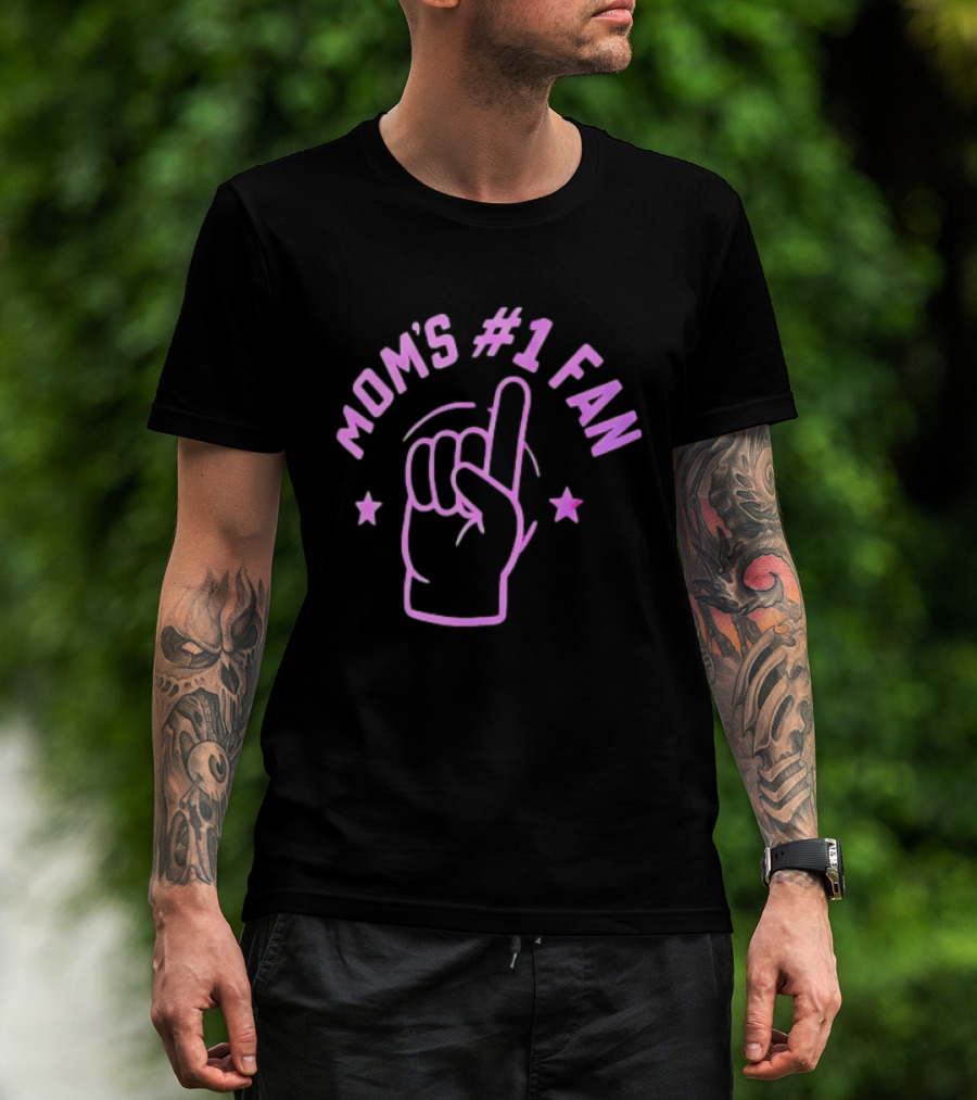 Mom's #1 Fan Hand Gesture Pink T-Shirt