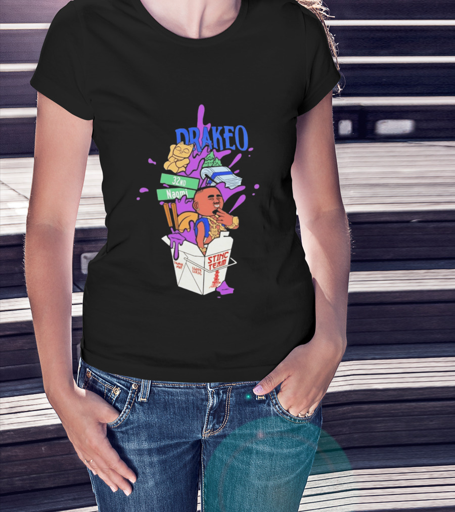 Drakeo The Ruler Stinc Team 32nd Naomi Lucky Cat And Chopsticks T-Shirt