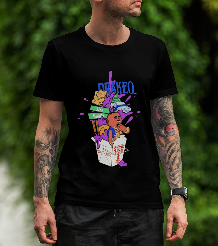 Drakeo The Ruler Stinc Team 32nd Naomi Lucky Cat And Chopsticks T-Shirt