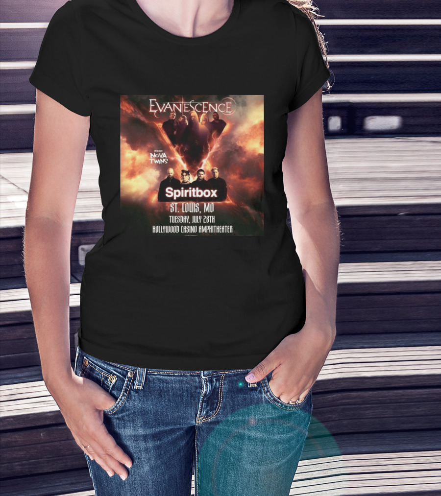 Evanescence Nova Twins Spiritbox Concert St. Louis MO July 28 Hollywood Casino Amphitheater T-Shirt