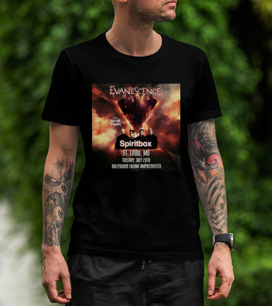 Evanescence Nova Twins Spiritbox Concert St. Louis MO July 28 Hollywood Casino Amphitheater T-Shirt
