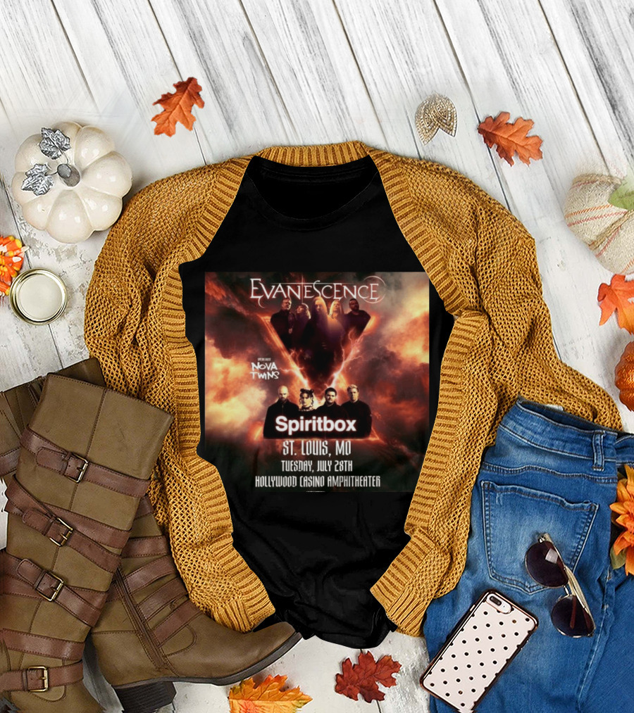 Evanescence Nova Twins Spiritbox Concert St. Louis MO July 28 Hollywood Casino Amphitheater T-Shirt