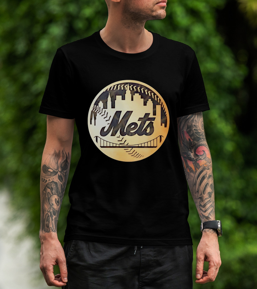 New York Mets Baseball Skyline Bridge MLB T-Shirt