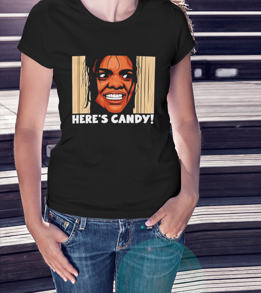Here's Candy Horror Movie Halloween Face Breaking Through Wood T-Shirt