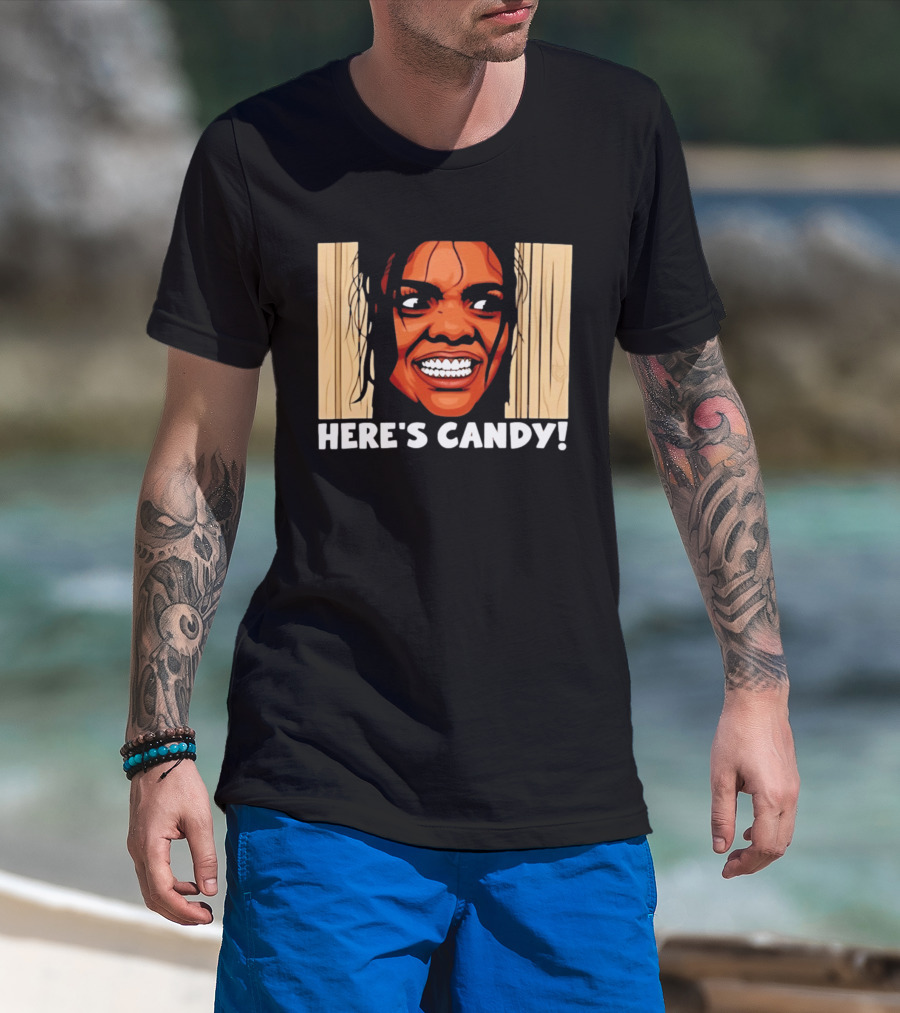 Here's Candy Horror Movie Halloween Face Breaking Through Wood T-Shirt