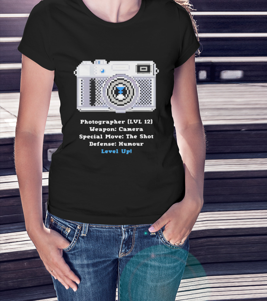 Photographer LVL 12 Weapon Camera Special Move The Shot Defense Humour Level Up T-Shirt