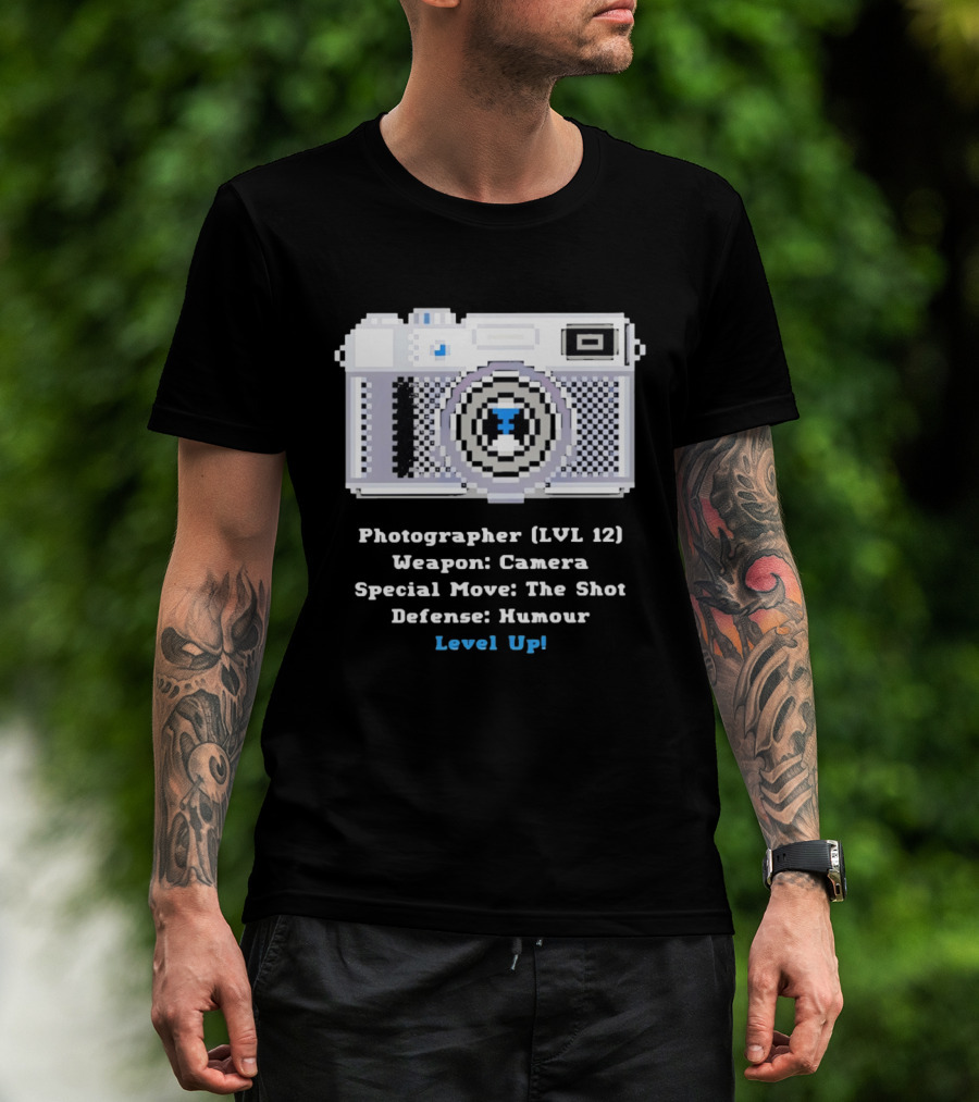 Photographer LVL 12 Weapon Camera Special Move The Shot Defense Humour Level Up T-Shirt