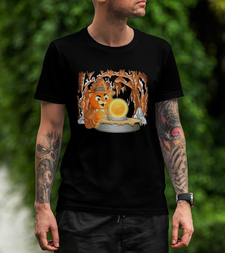 Raiders Of The Lost Yarn Cat Indiana Jones Golden Ball Relic Adventure T-Shirt