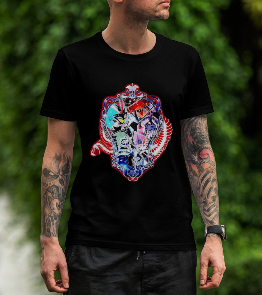 Vees Vox Valentino Velvet Overlord Hazbin Hotel Characters Stained Glass T-Shirt