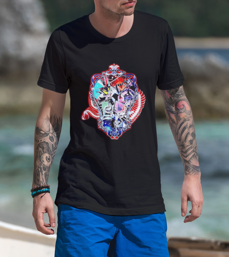 Vees Vox Valentino Velvet Overlord Hazbin Hotel Characters Stained Glass T-Shirt